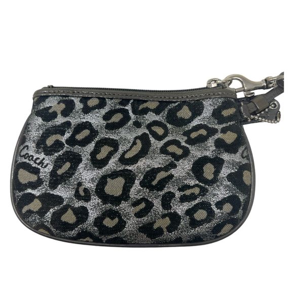 Coach Handbags - Coach wallet Madison Ocelet Leopard Print Wristlet black silver coin purse